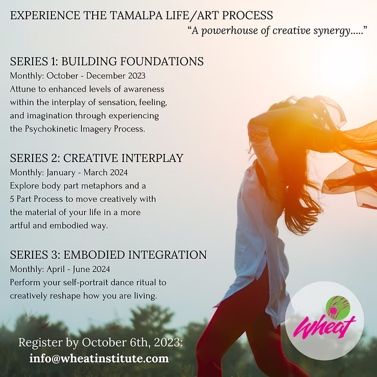 Experience the Tamalpa Life/Art Process event series poster.