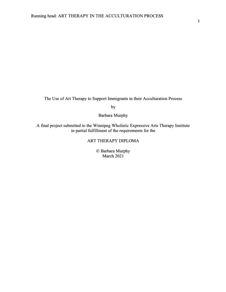 the Use of Art Therapy to Support immigrants in their Acculturation Process research paper cover page.