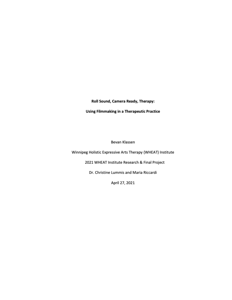Roll Sound, Camera Ready, therapy research paper cover page.