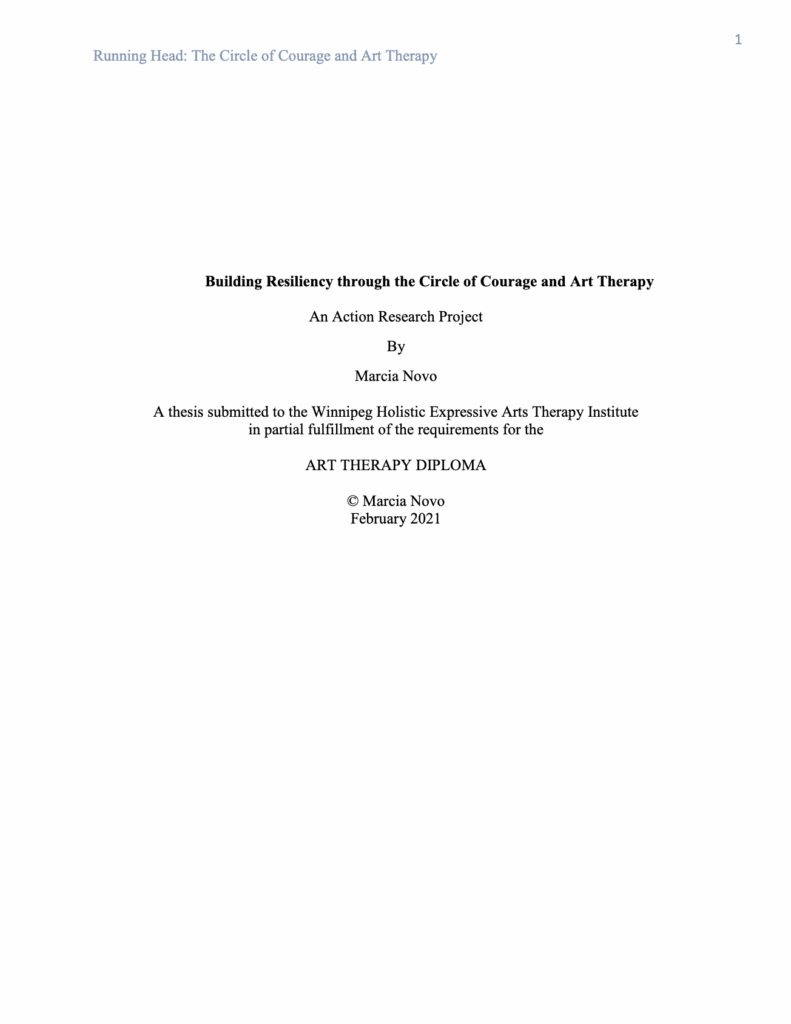Building Resiliency through the Circle of Courage and Art Therapy research paper cover page.