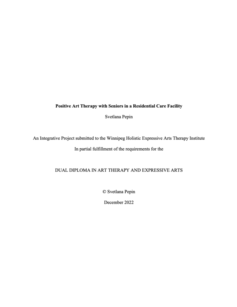 Positive Art Therapy with Seniors research paper cover page.