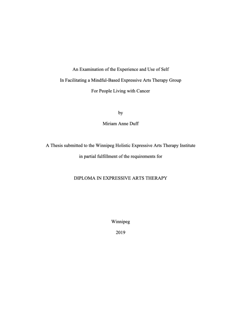 An Examination of the Experience and Use of Self research paper cover page.