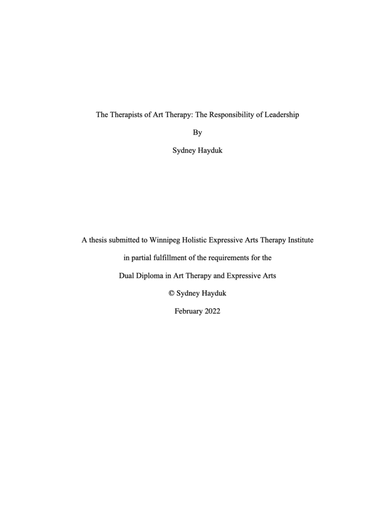 The Therapists of Art Therapy research paper cover page.