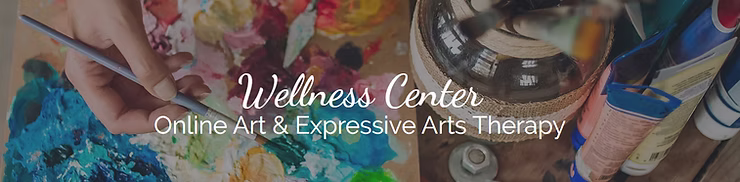 "Wellness Centre Online Art & Expressive Arts Therapy" text on banner.