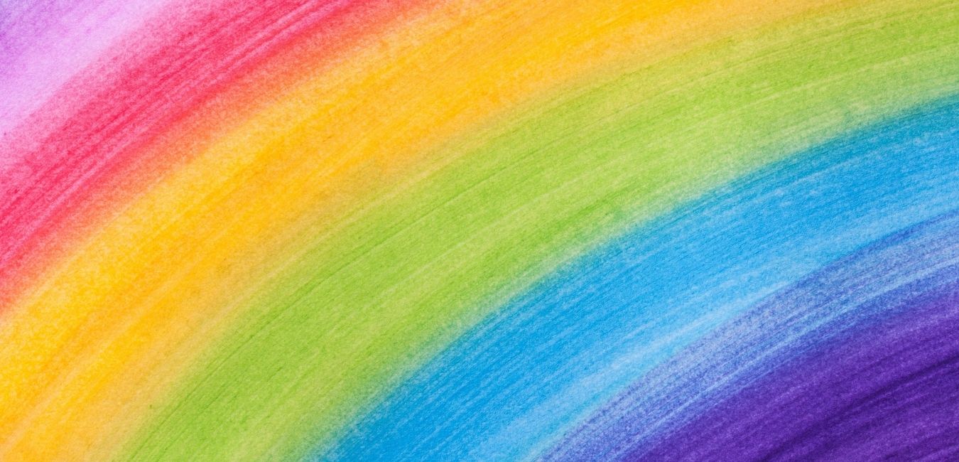 Close up drawing of a rainbow.