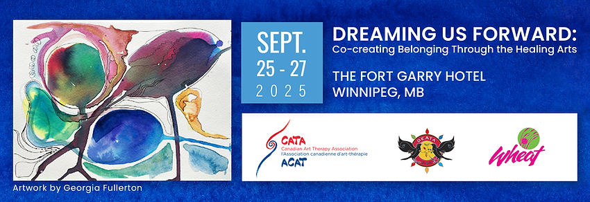 Dreaming Us Forward conference banner image with watercolour painting.
