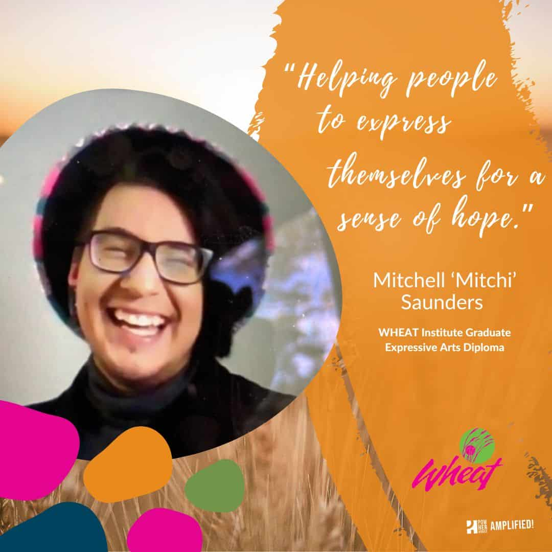 Poster with Mitchell 'Mitchi' Saunders and the words "Helping people to express themselves for a sense of hope."