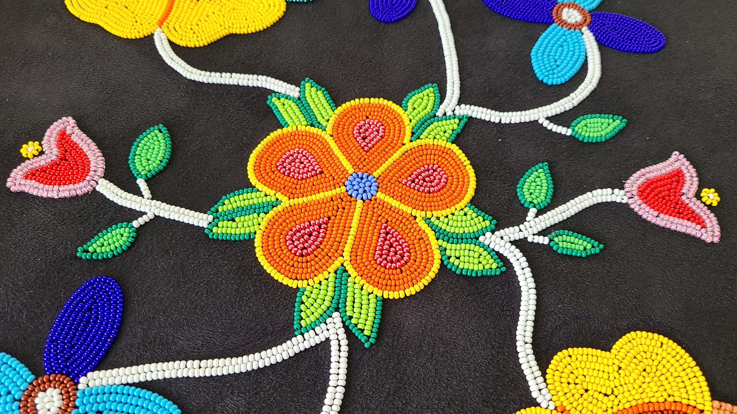 Beaded floral pattern.