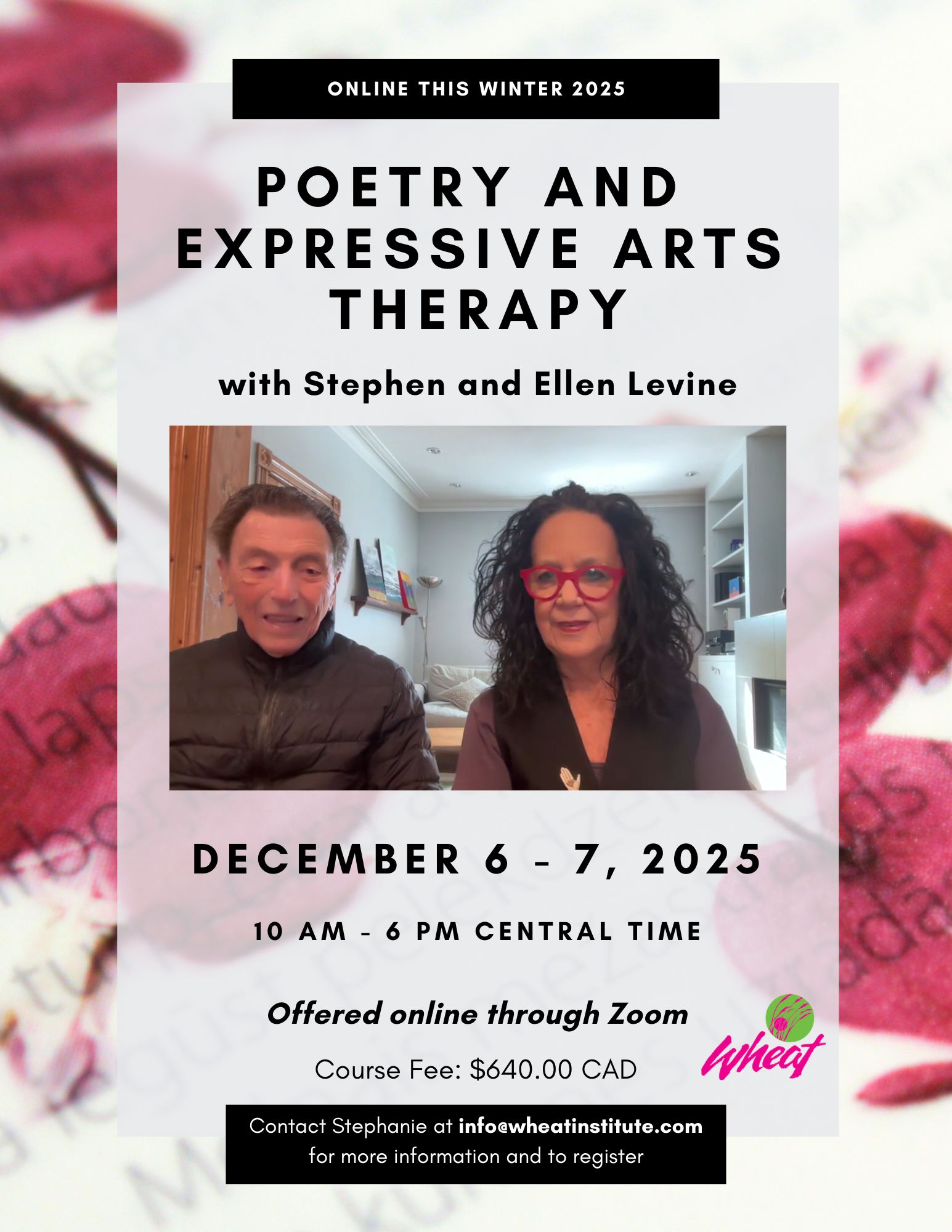Poetry and Expressive Arts Therpay with Stephen and Ellen Levine. December 6-7, 2025.