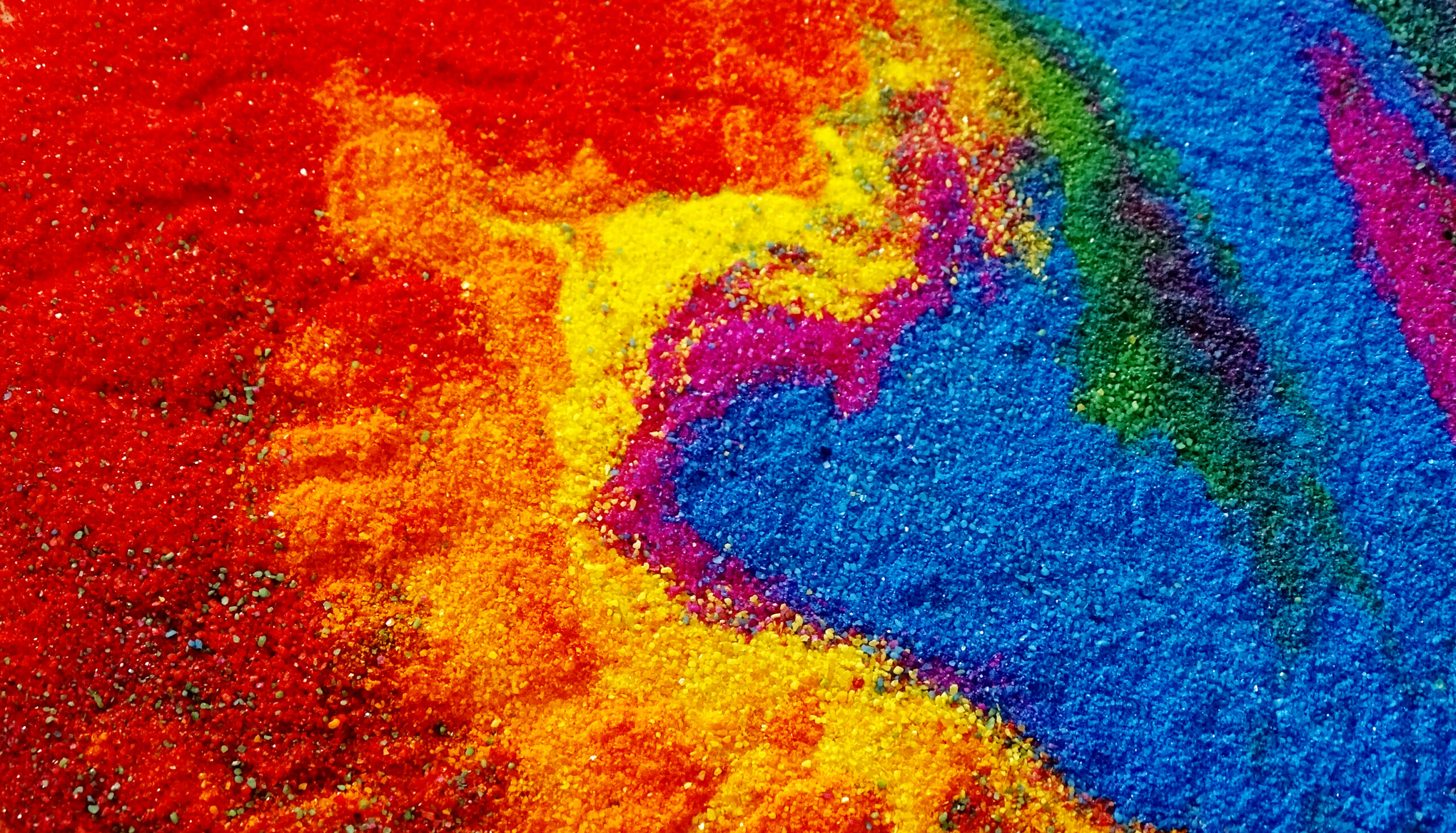 Rainbow coloured sand.