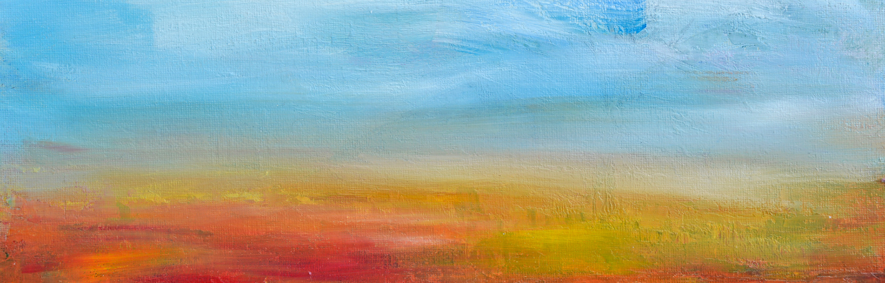Abstract painting of field and sky.