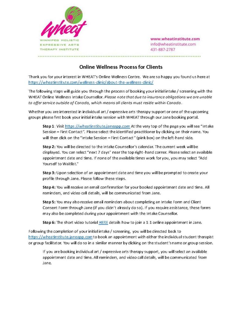 Online Wellness Process for Clients