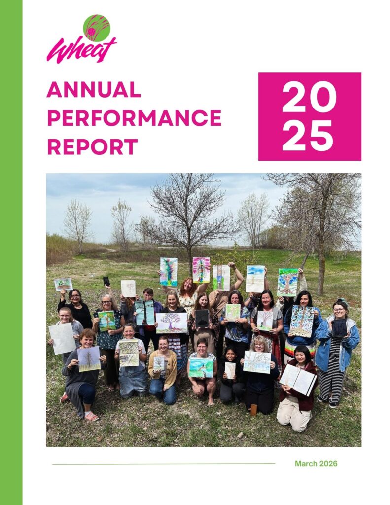 Cover photo of 2025 Annual Performance Report, including a group shot of students holding their art work.