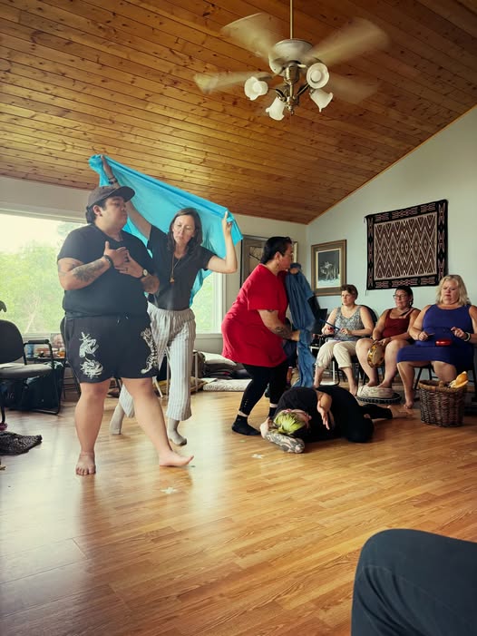 Group of students during Playback Theatre class at Painted Sky Studio